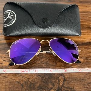 Ray-Ban Aviators Sunglasses Purple Violet Flash Gold Frame